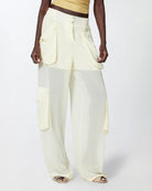 Sheer Georgette Cargo Trousers - Ivory by Pinko — alternate view