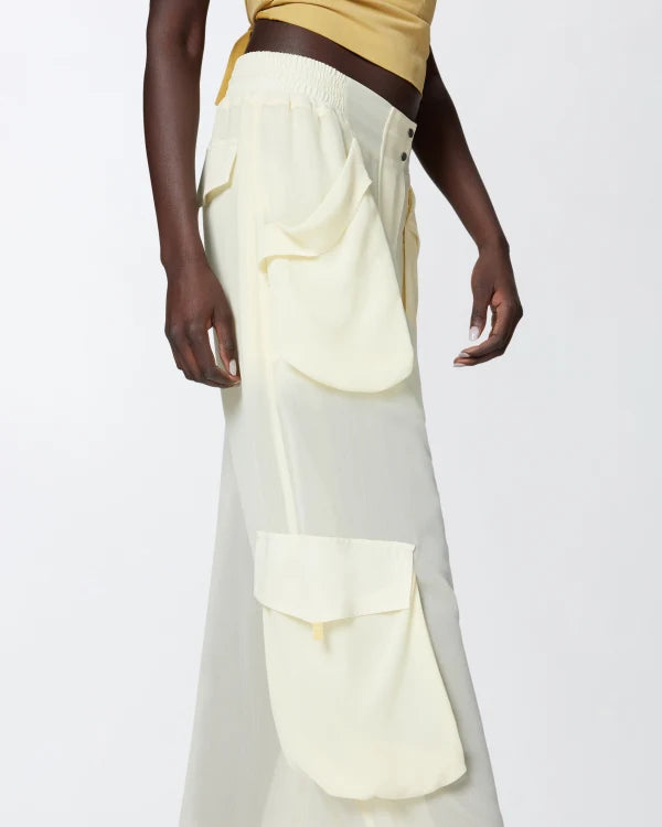 Sheer Georgette Cargo Trousers - Ivory by Pinko — view 3