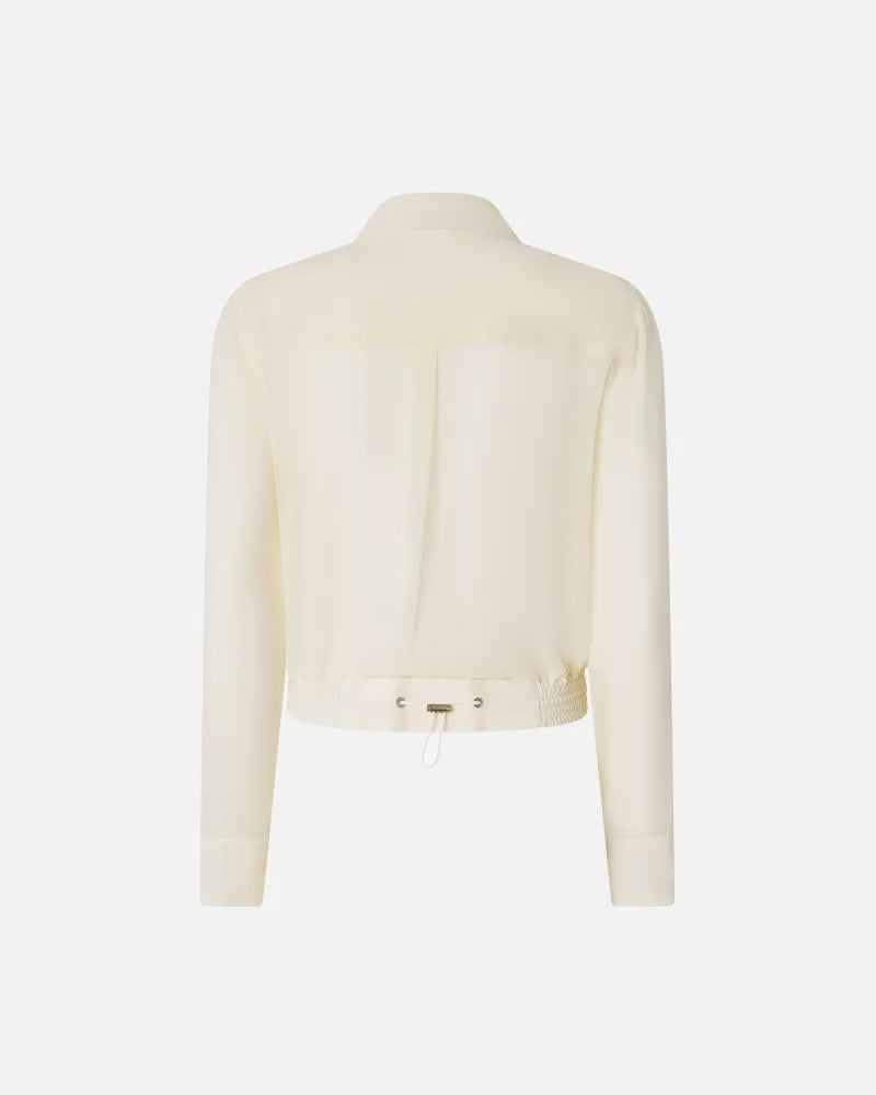 Lightweight Bomber Georgette Shirt - Cream by Pinko — view 5