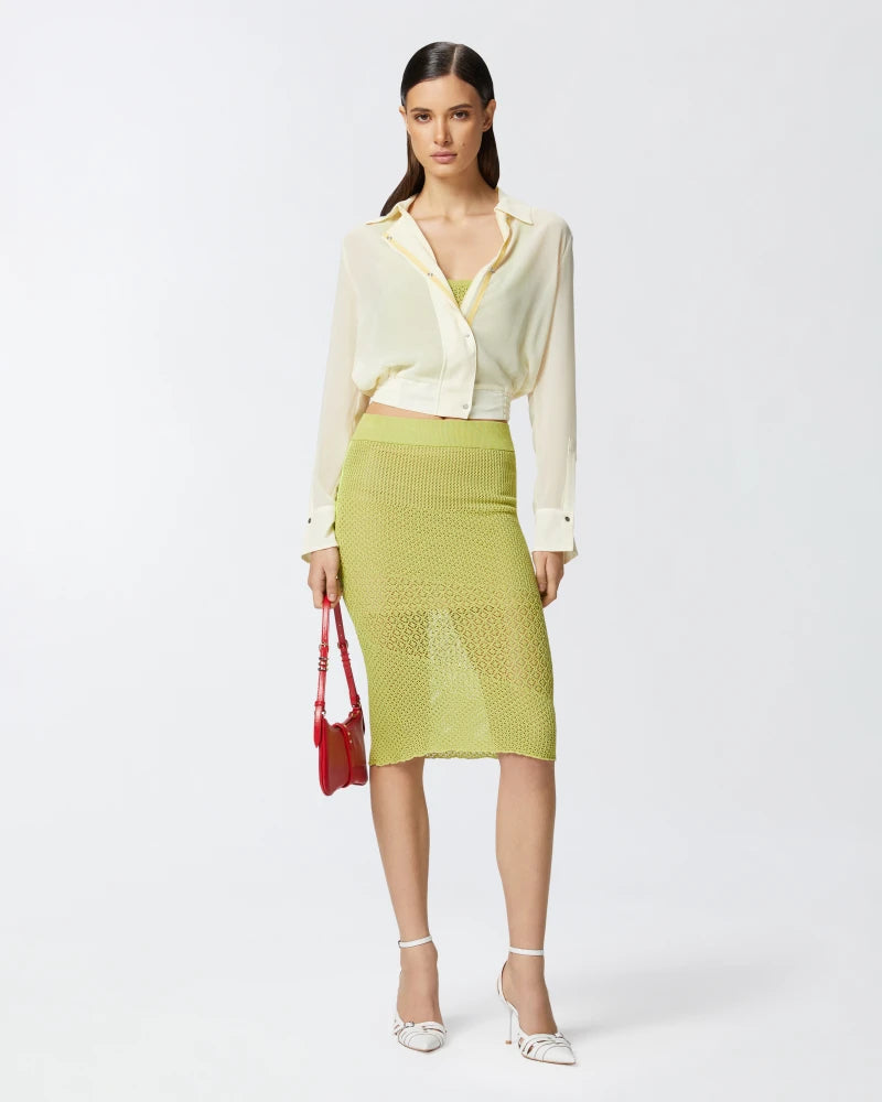 Lightweight Bomber Georgette Shirt - Cream by Pinko — view 3