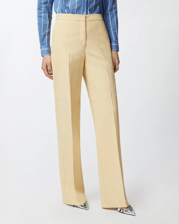 Stretch Linen Pleated Trousers - Beige by Pinko — alternate view