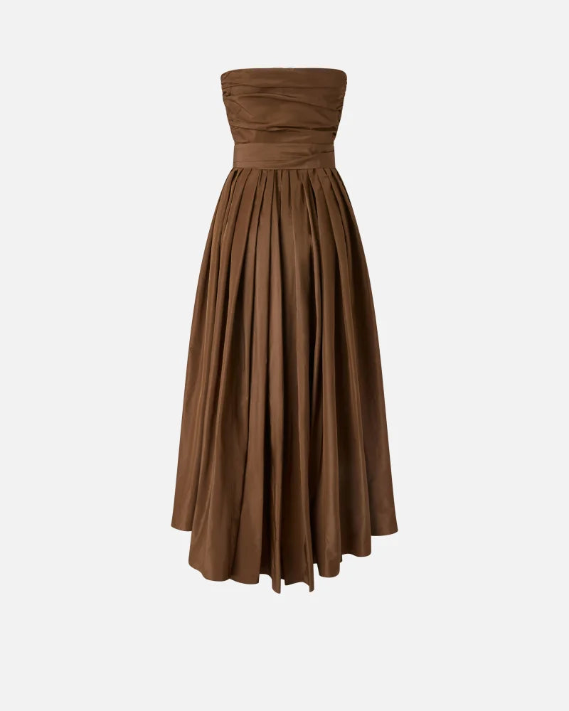 Taffete Sweetheart Neckline - Brown by Pinko — view 4
