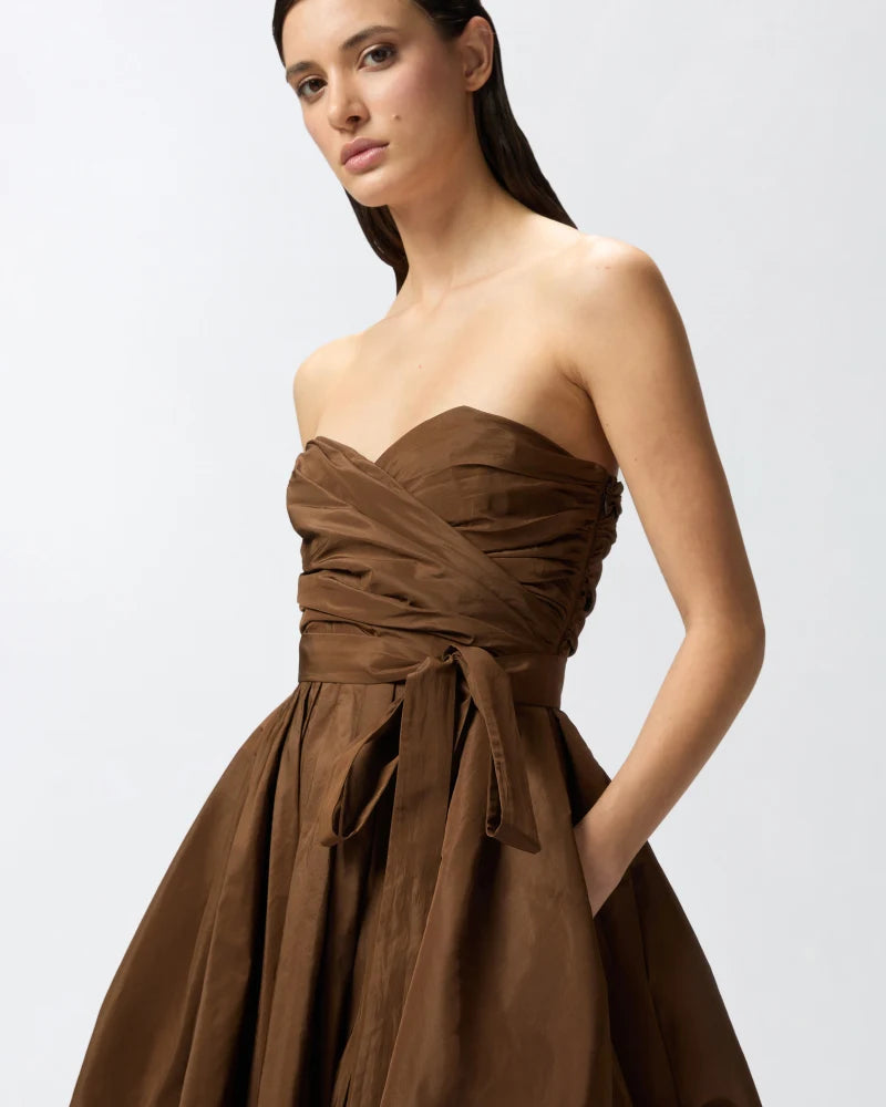 Taffete Sweetheart Neckline - Brown by Pinko — alternate view