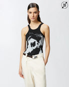 PINKO X Patrick McDowell Ribbed Horse Print Top - Black White | 25 South Boutiques