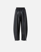 Faux Leather Ballon Drawstring Trousers - Black by Pinko — view 5