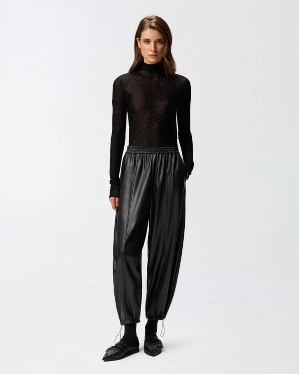 Faux Leather Ballon Drawstring Trousers - Black by Pinko | 25 South Boutiques