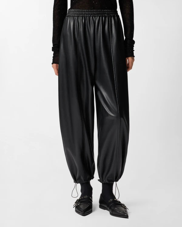 Faux Leather Ballon Drawstring Trousers - Black by Pinko — alternate view