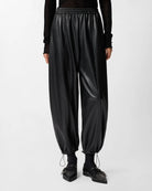 Faux Leather Ballon Drawstring Trousers - Black by Pinko — alternate view