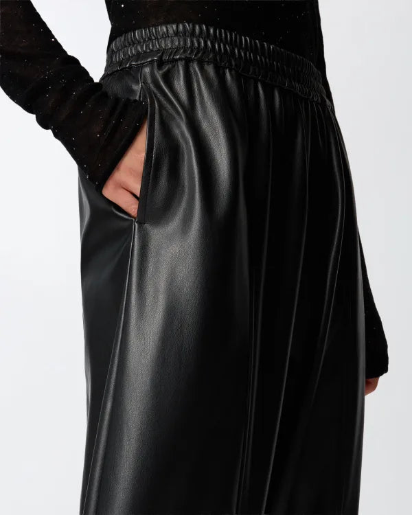 Faux Leather Ballon Drawstring Trousers - Black by Pinko — view 3
