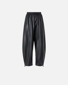 Faux Leather Ballon Drawstring Trousers - Black by Pinko — view 4