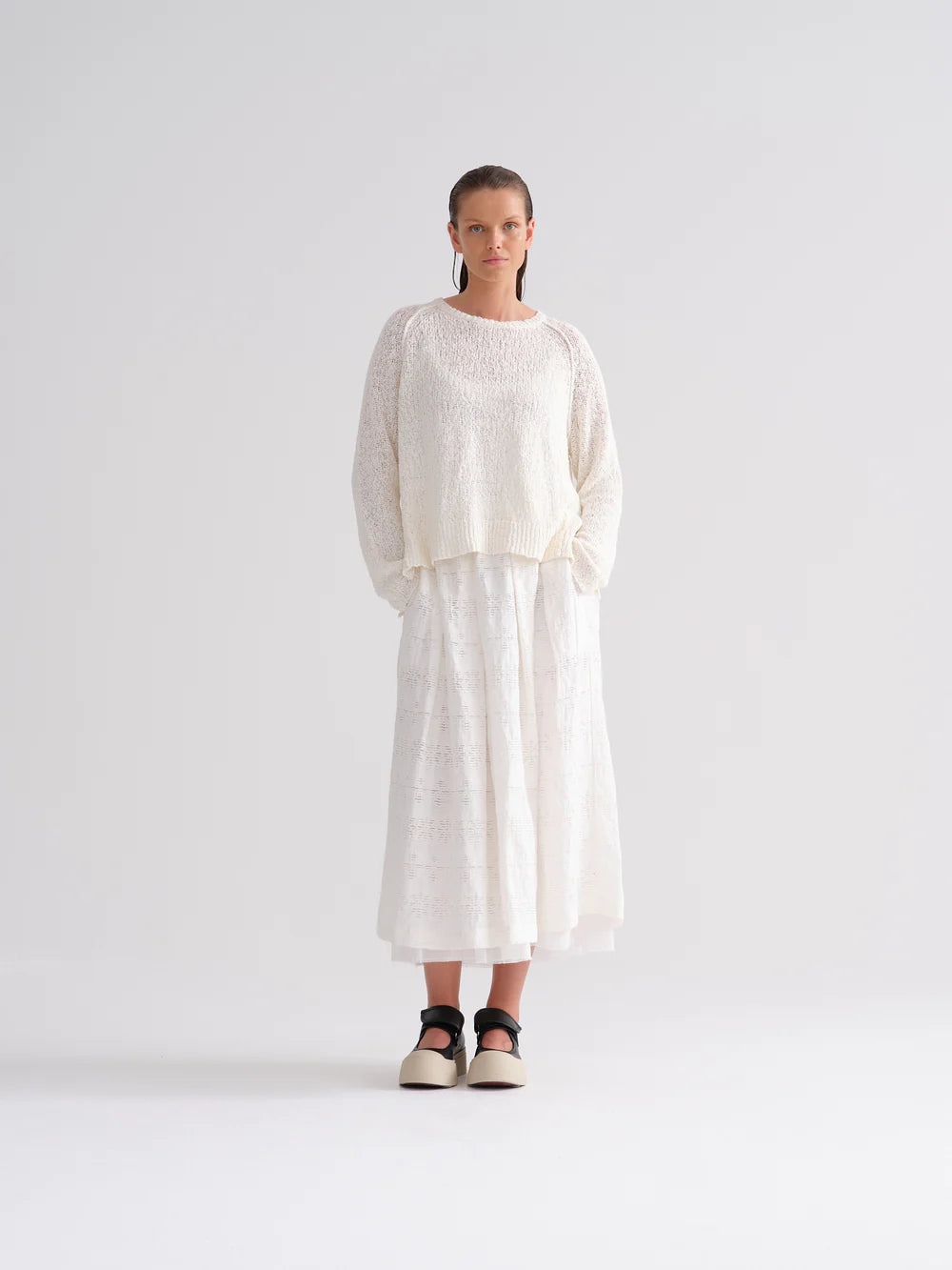 Cotton Linen Pullover - Natural by Kristensen — view 3