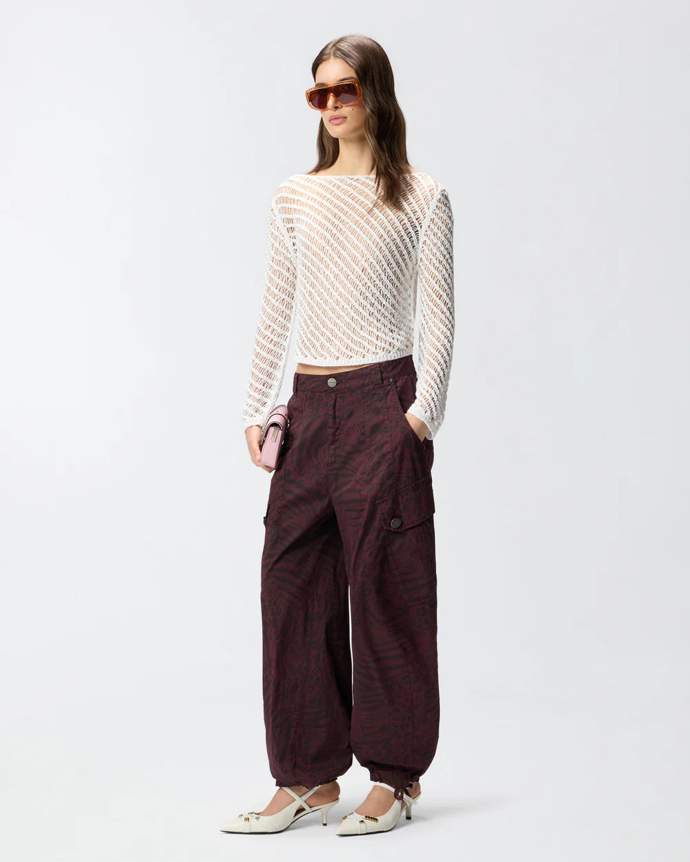 Crochet Sequin Effect Sweater - White by Pinko — view 3