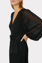 Nadie Pleated Maxi Dress - Black by Milly — alternate view