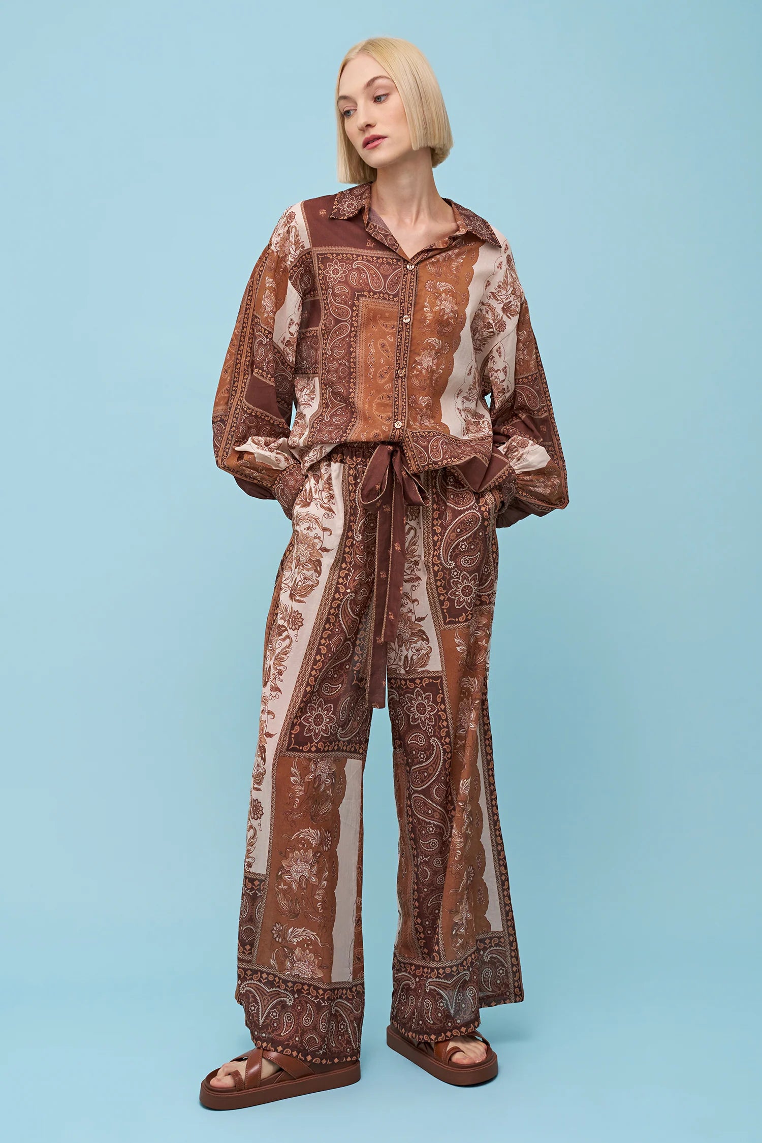 Gemma Pant - Brown Scarf by Astrid | 25 South Boutiques