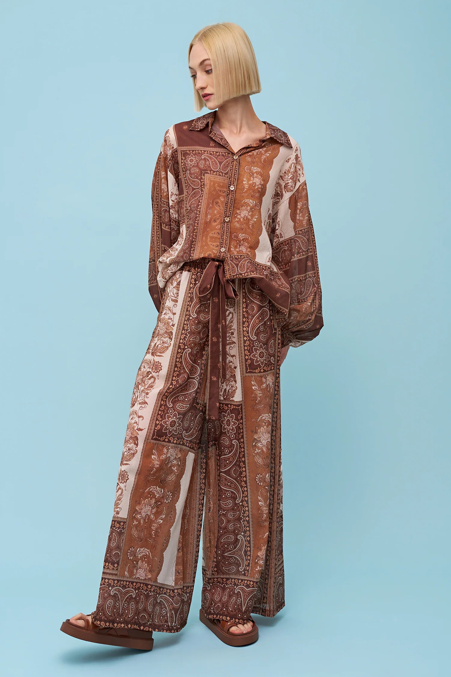 Gemma Pant - Brown Scarf by Astrid — view 3