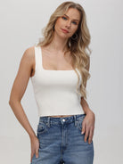 Eva Square Neck Tank - White by 525 America | 25 South Boutiques