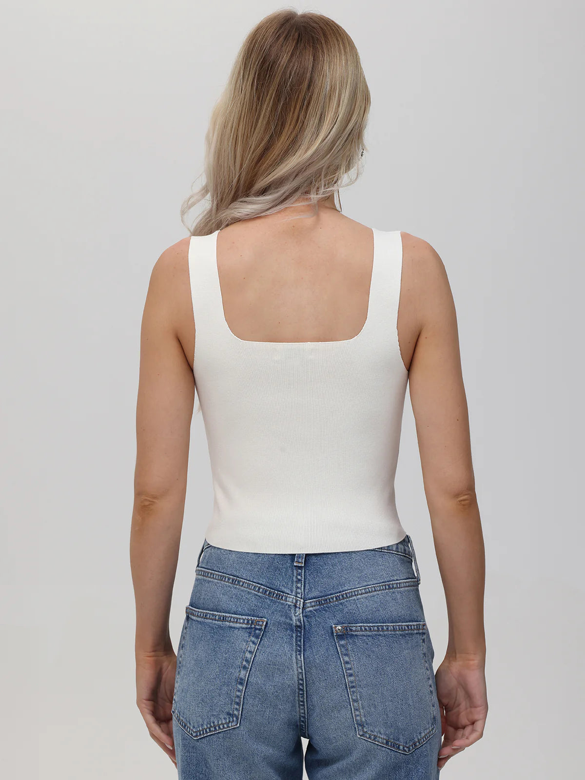 Eva Square Neck Tank - White by 525 America — alternate view