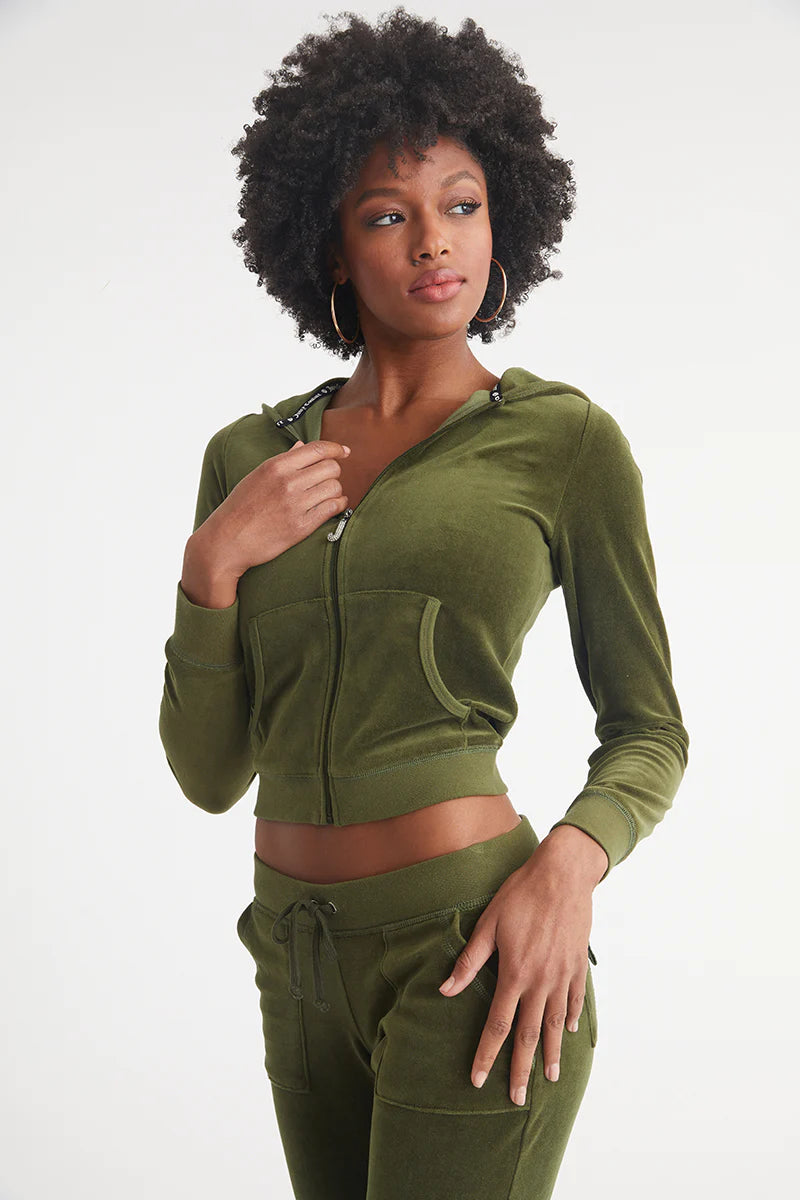 Classic Cotton Velour Hoodie - Super Greens by Juicy Couture — view 4