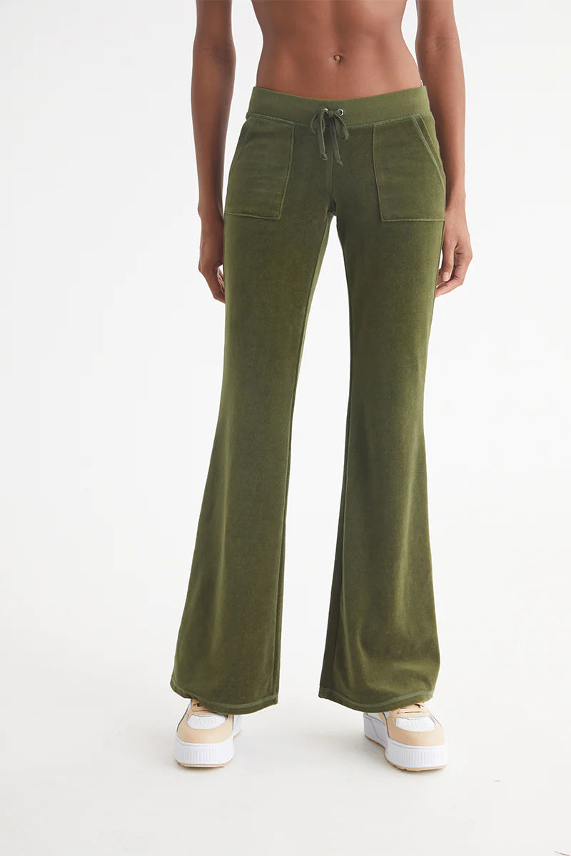 Hollywood Snap Pocket Cotton Velour Track Pants - Super Greens by Juicy Couture | 25 South Boutiques