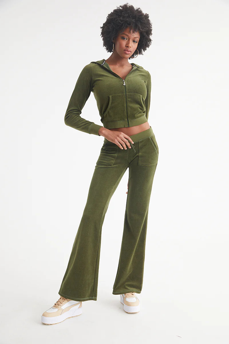 Hollywood Snap Pocket Cotton Velour Track Pants - Super Greens by Juicy Couture — alternate view
