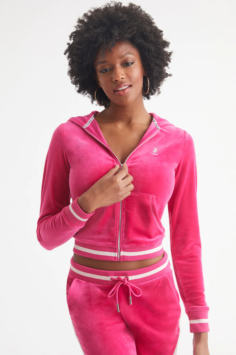 Contrast Rib Velour Hoodie - Free Love by Juicy Couture | 25 South Boutiques