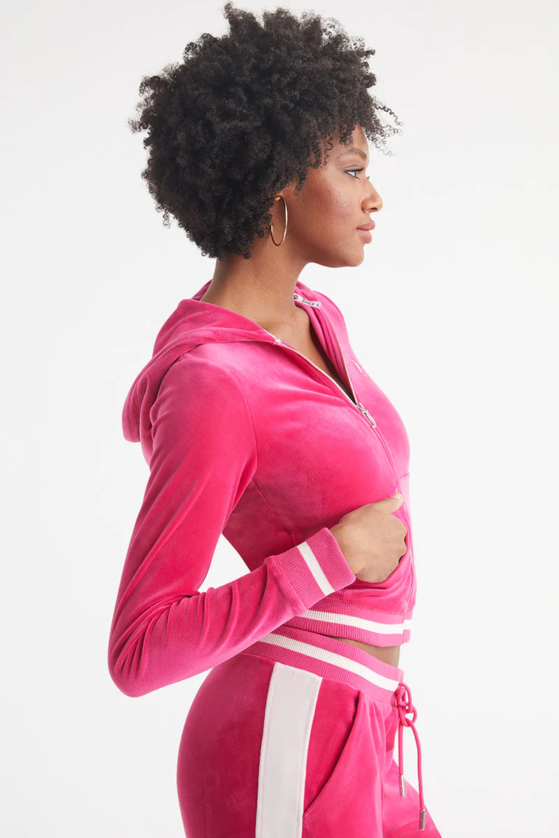 Contrast Rib Velour Hoodie - Free Love by Juicy Couture — view 3