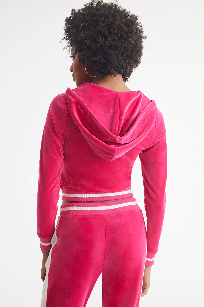 Contrast Rib Velour Hoodie - Free Love by Juicy Couture — alternate view
