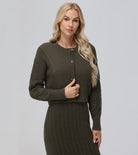 Mixed Stitch Cardigan - Military Olive by Frye — alternate view
