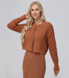 Mixed Stitch Cardigan - Toasted Almond by Frye — alternate view