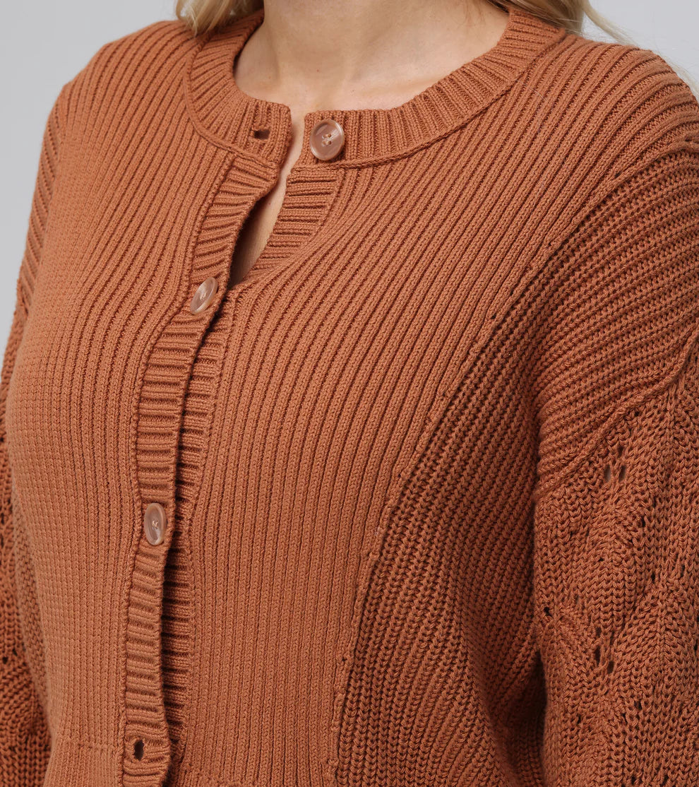 Mixed Stitch Cardigan - Toasted Almond by Frye — view 4