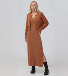 Mixed Stitch Cardigan - Toasted Almond by Frye — view 5