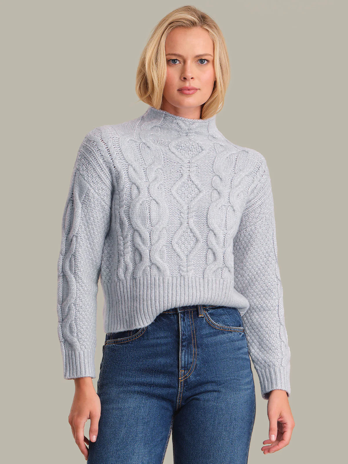 Grace Cable Funnel Neck Pullover - Arctic Ice by 525 America | 25 South Boutiques
