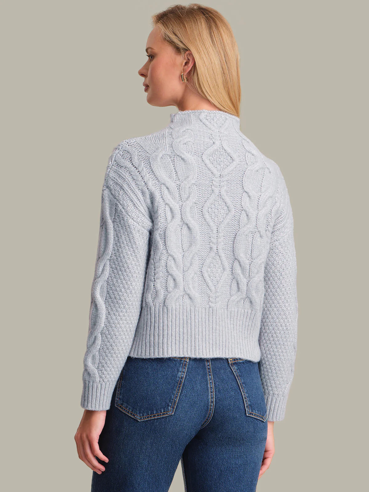 Grace Cable Funnel Neck Pullover - Arctic Ice by 525 America — alternate view