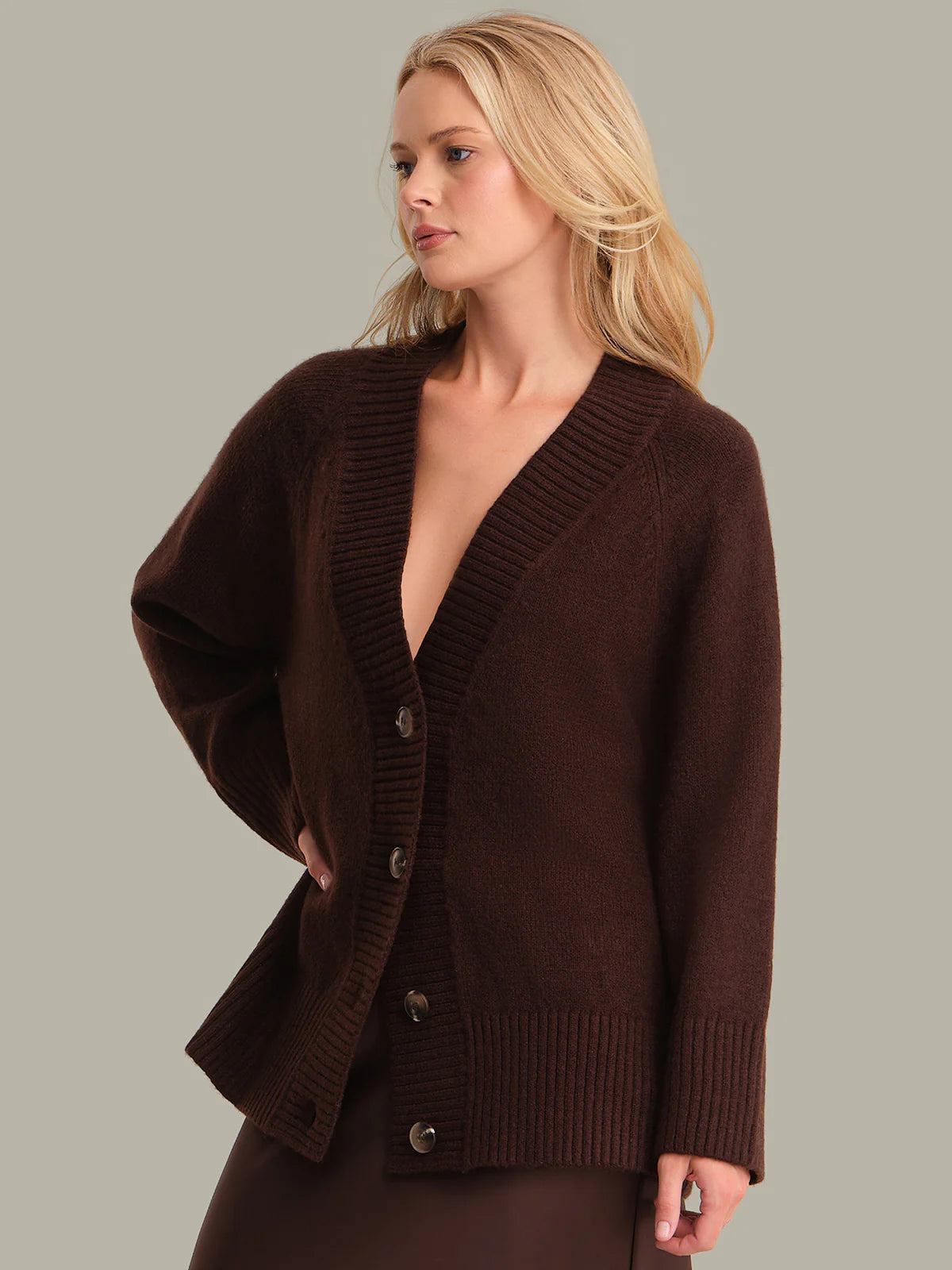 Miller Oversized Cozy Cardigan - Coffee Bean by 525 America — alternate view