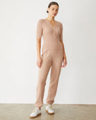 Softknit Rib Waffle Henley - Taupe by Monrow — view 5