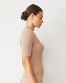 Softknit Rib Waffle Henley - Taupe by Monrow — view 4