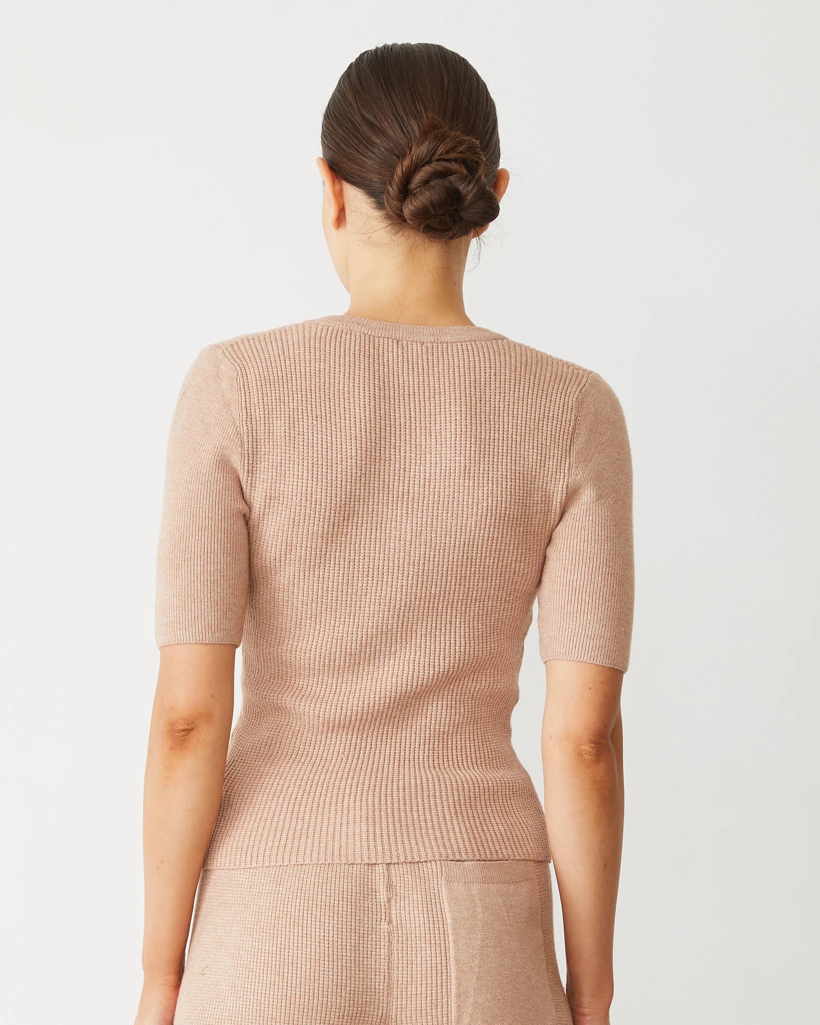 Softknit Rib Waffle Henley - Taupe by Monrow — view 3