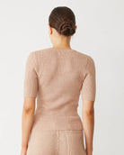 Softknit Rib Waffle Henley - Taupe by Monrow — view 3