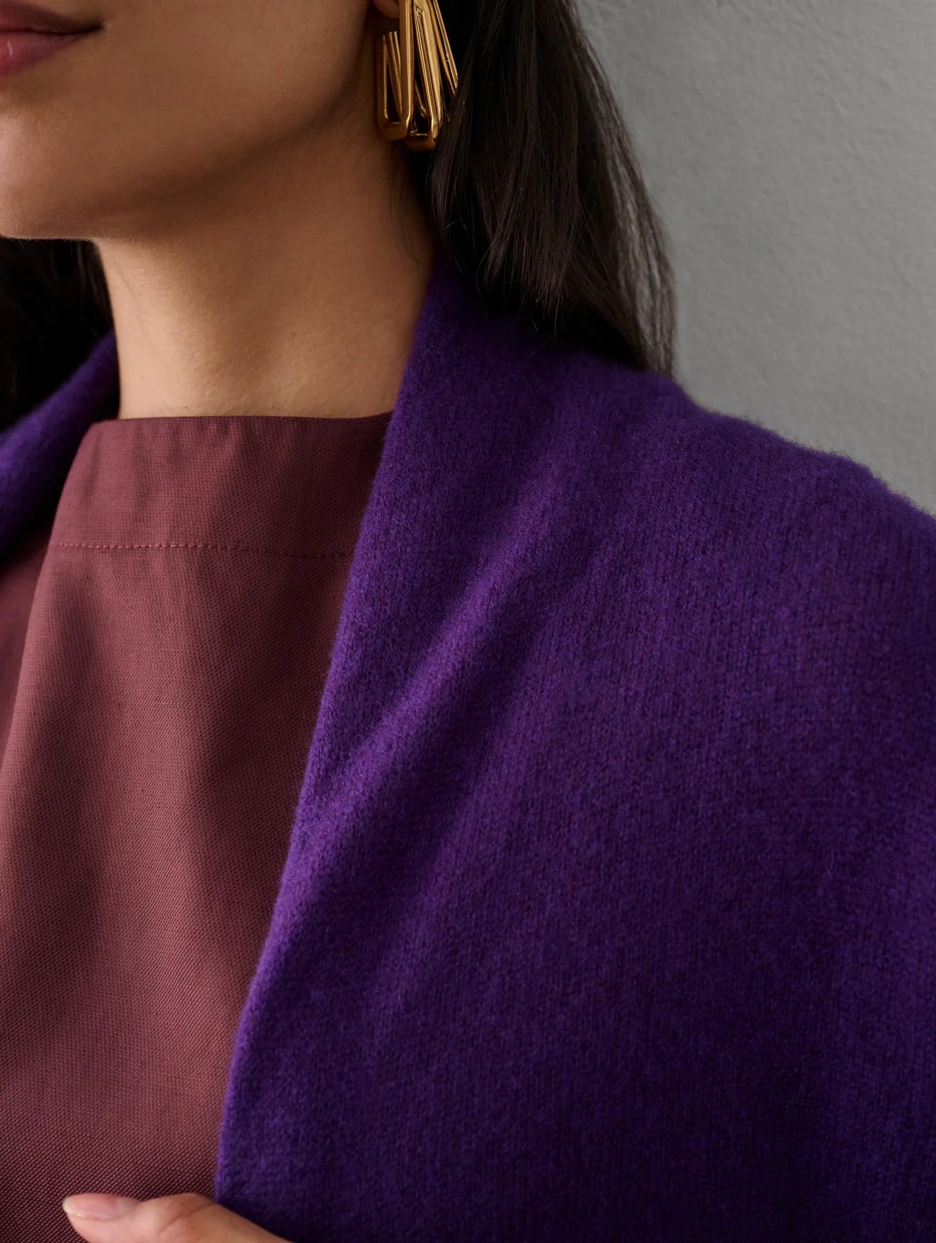 Essential Cashmere Trapeze - Deep Plum by White + Warren — alternate view