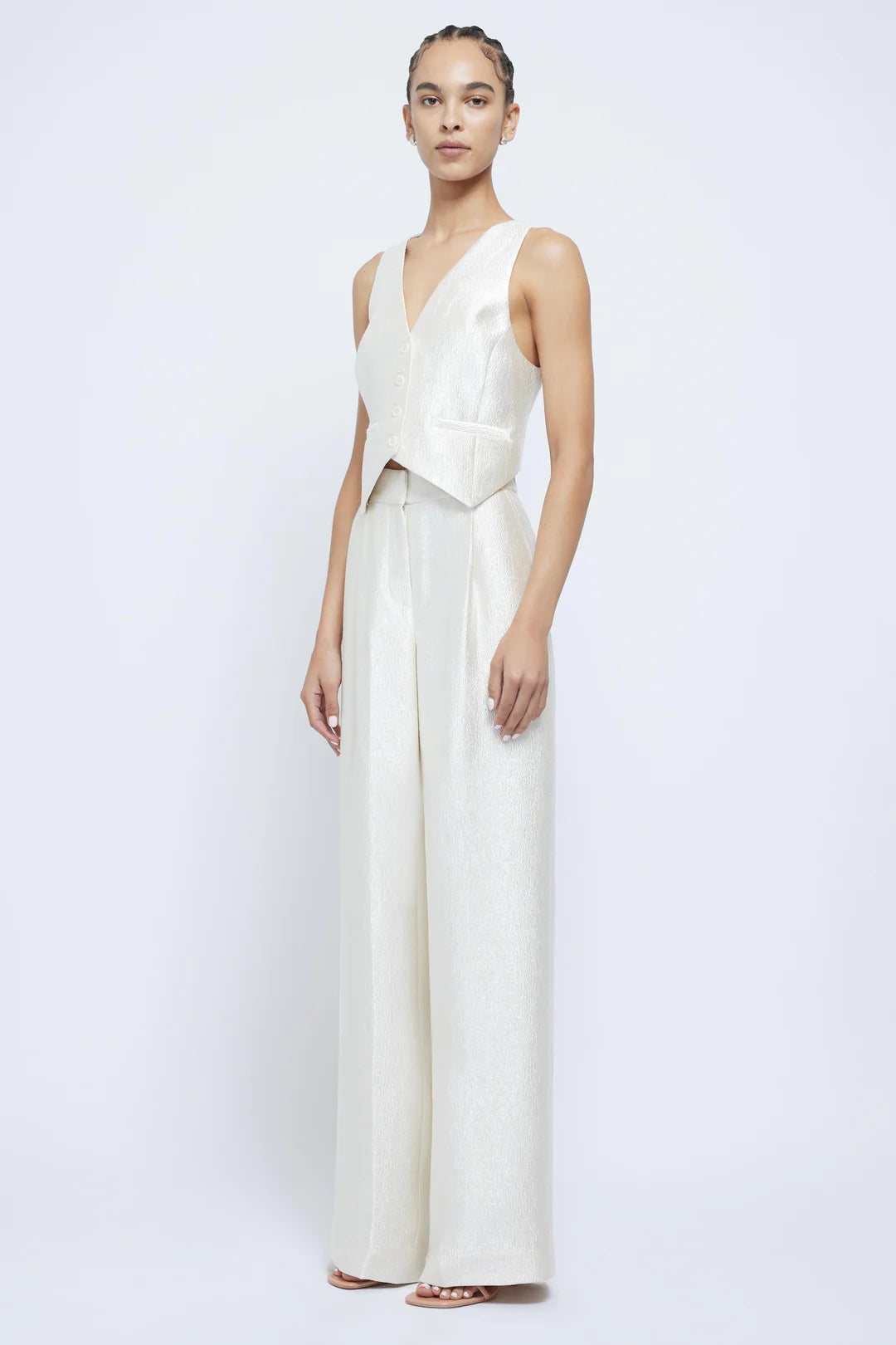 Malcolm Satin Pant - Cream by Jonathan Simkhai — view 3