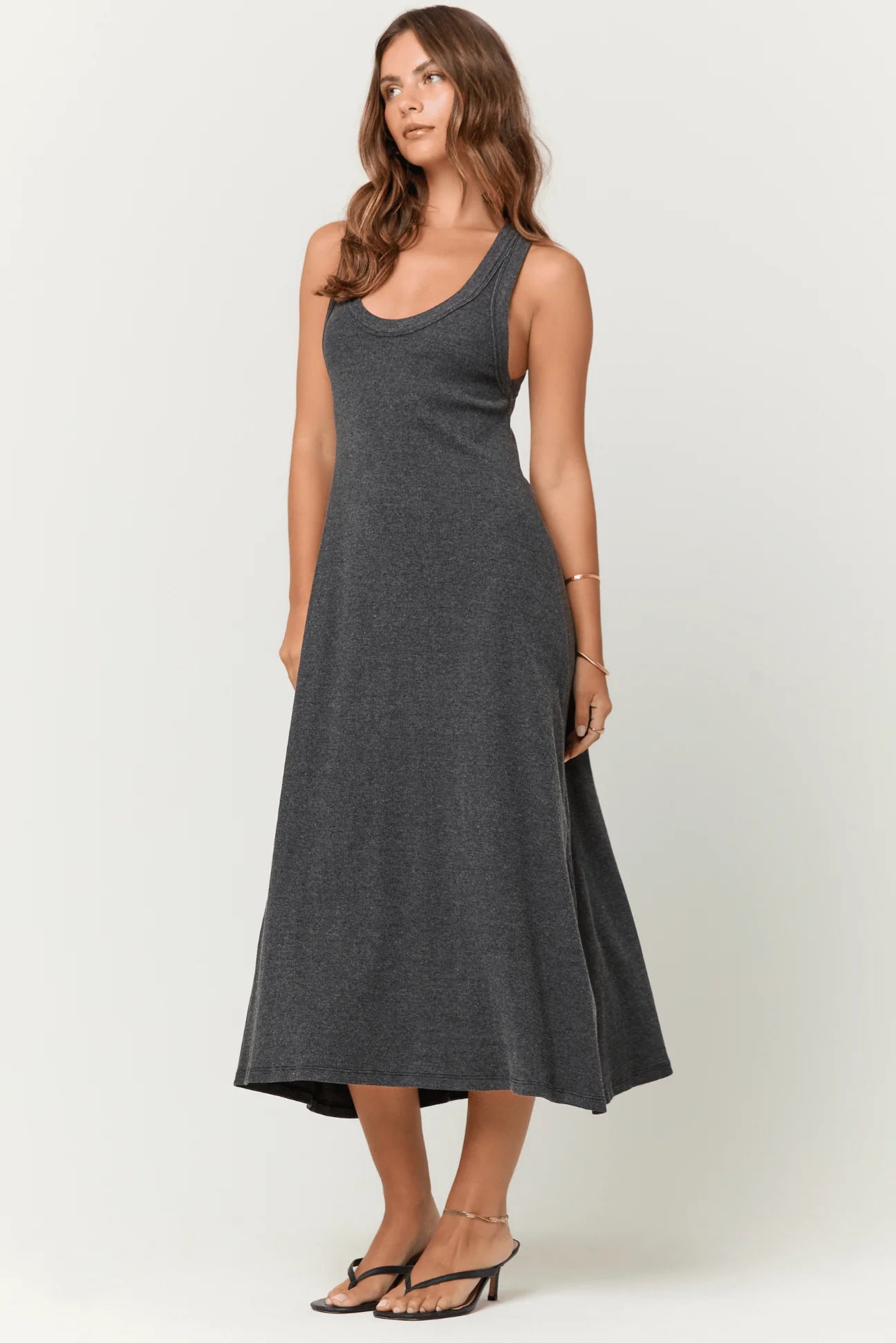 Yuma Scoop Neck Rib Tank Dress - Black by Project Social T | 25 South Boutiques