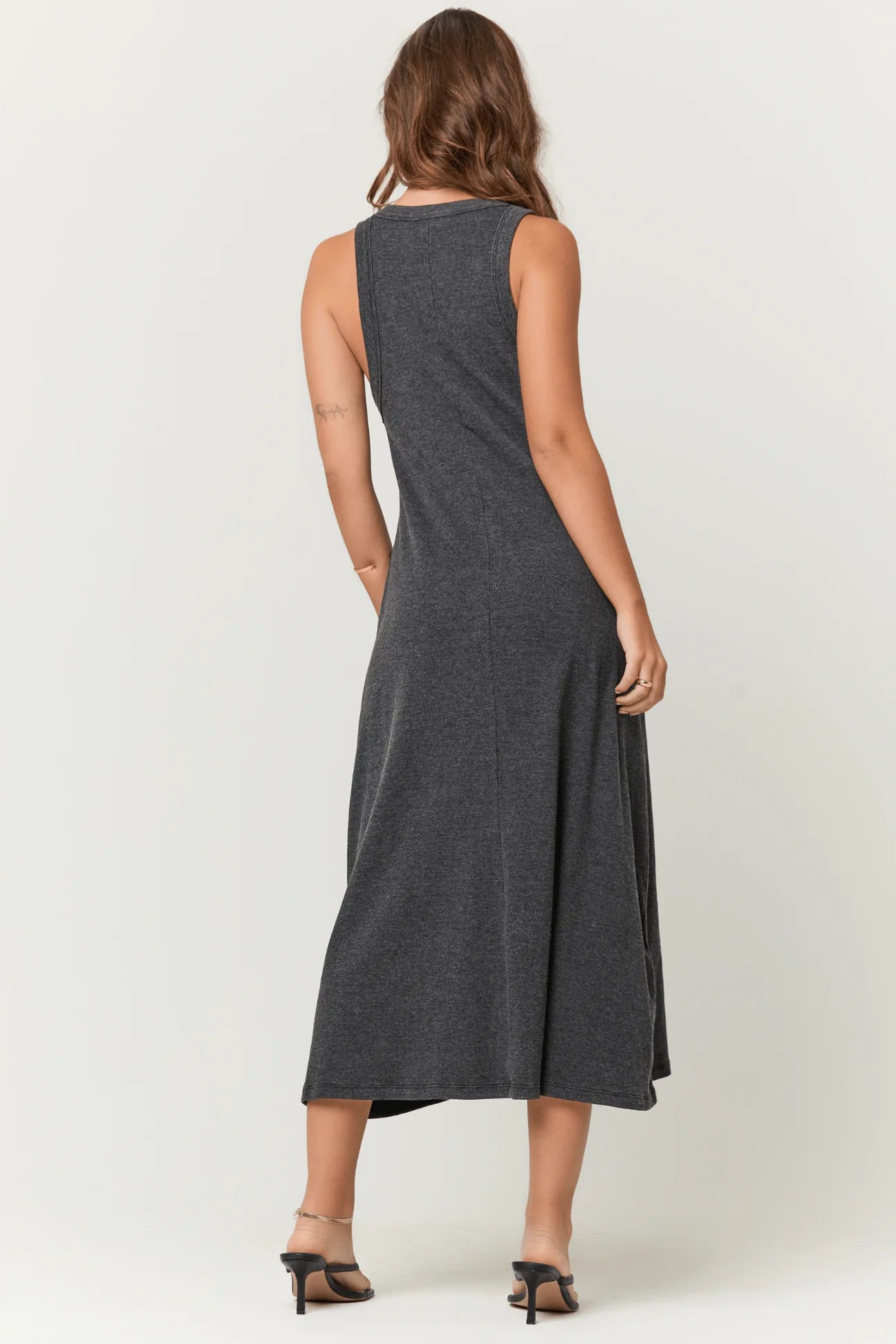 Yuma Scoop Neck Rib Tank Dress - Black by Project Social T — alternate view