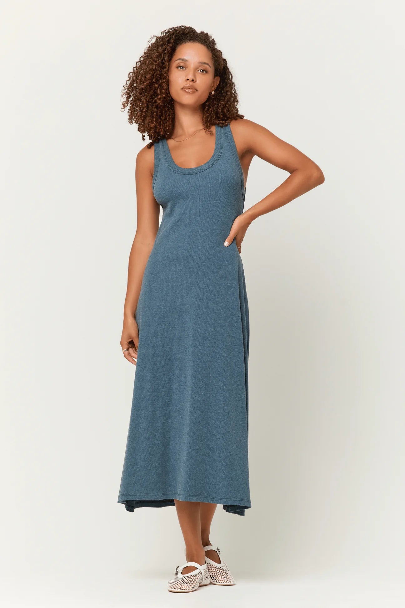Yuma Scoop Neck Rib Tank Dress - Blue Pine by Project Social T | 25 South Boutiques