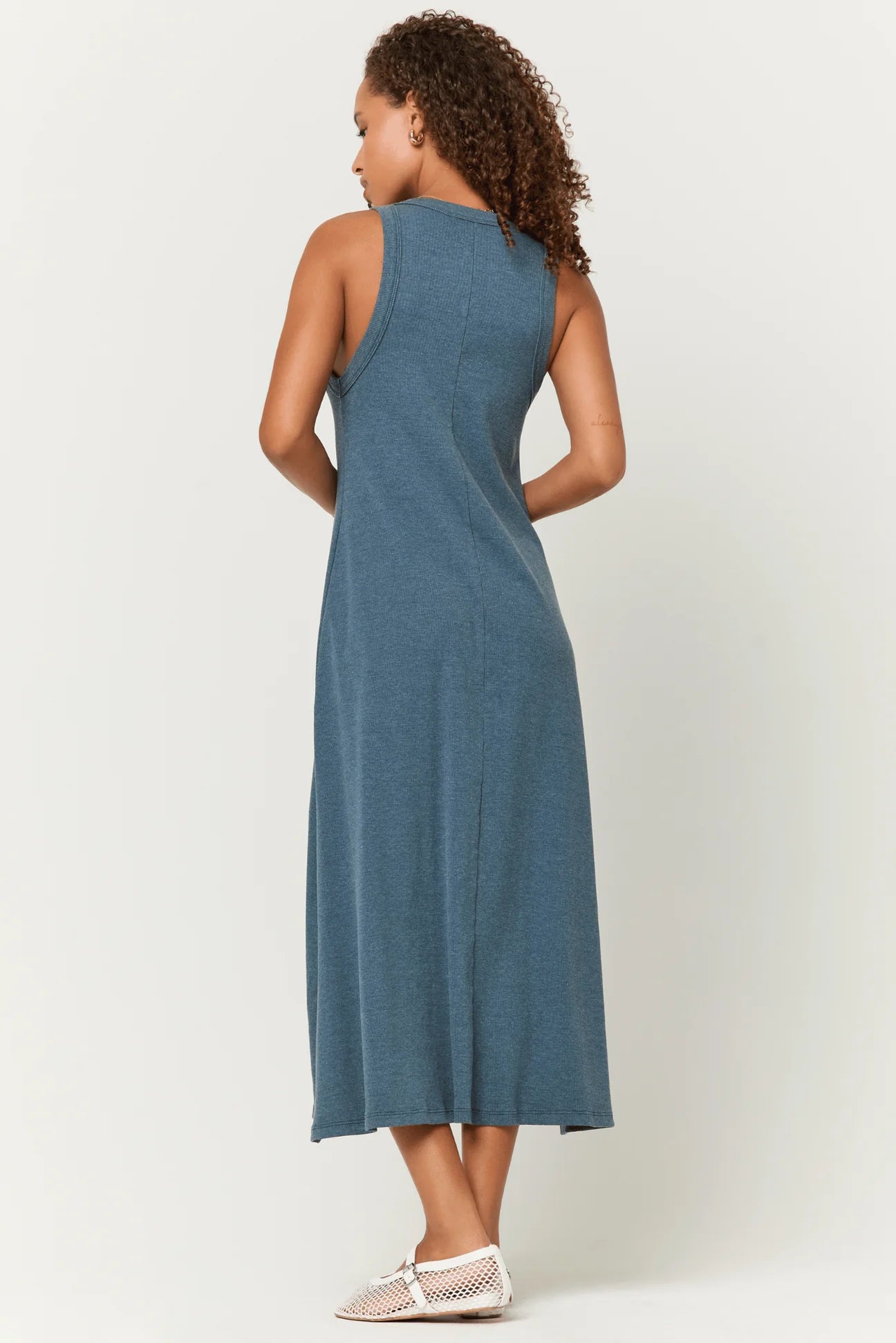 Yuma Scoop Neck Rib Tank Dress - Blue Pine by Project Social T — view 3