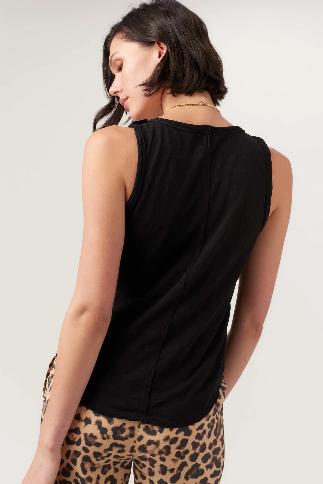 Naz Scoop Neck Slub Tank - Black by Project Social T — view 3