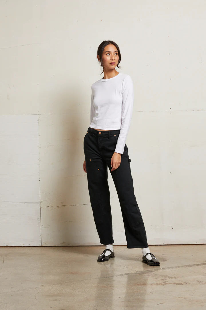 Jamie Cotton Long Sleeve Crew - White by perfectwhitetee — view 3