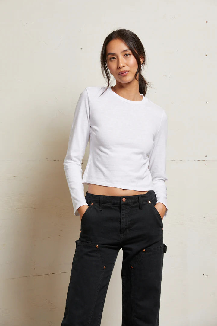 Jamie Cotton Long Sleeve Crew - White by perfectwhitetee | 25 South Boutiques