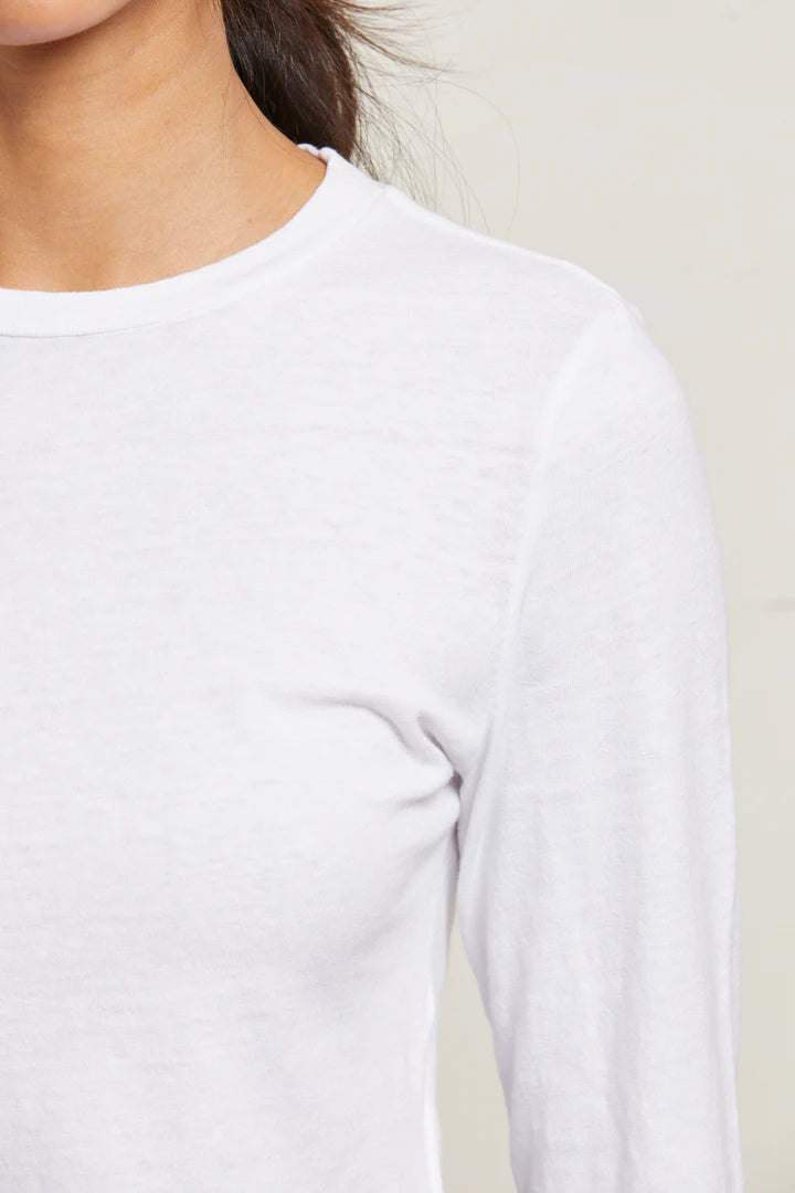 Jamie Cotton Long Sleeve Crew - White by perfectwhitetee — view 4