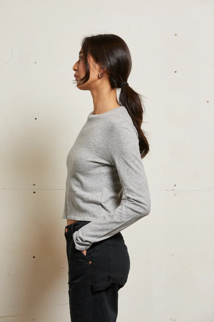 Jamie Cotton Long Sleeve Crew - Heather Grey by perfectwhitetee — view 3