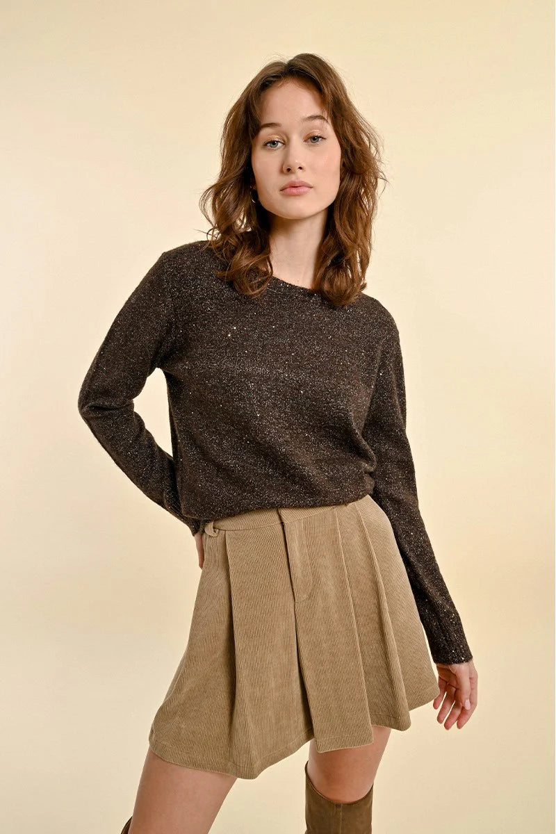Iridescent Knit Sweater - Chocolate by Molly Bracken | 25 South Boutiques